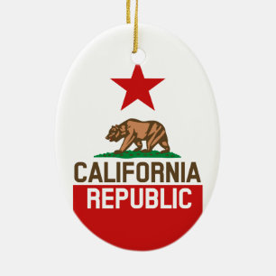Ornamento De Cerâmica Estado da República da CALIFÓRNIA Bandeira Grand