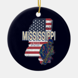 Ornamento De Cerâmica Estado do Mississippi Estados Unidos Map Vintage E