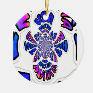 Ornamento De Cerâmica Estados Unidos Uma bela design de citação de texto