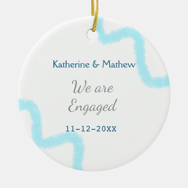 Ornamento De Cerâmica Estamos noivos de na moda espiralada de cinza d'ág (Frente)