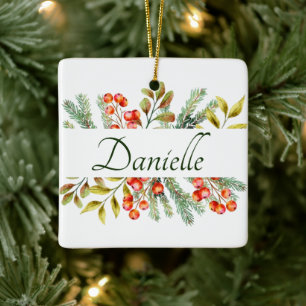 Ornamento De Cerâmica Estandarte botânico personalizado