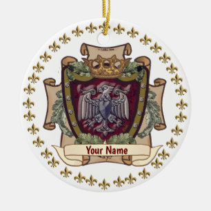 Ornamento De Cerâmica Estandarte da Coroa Sobrenome Águia