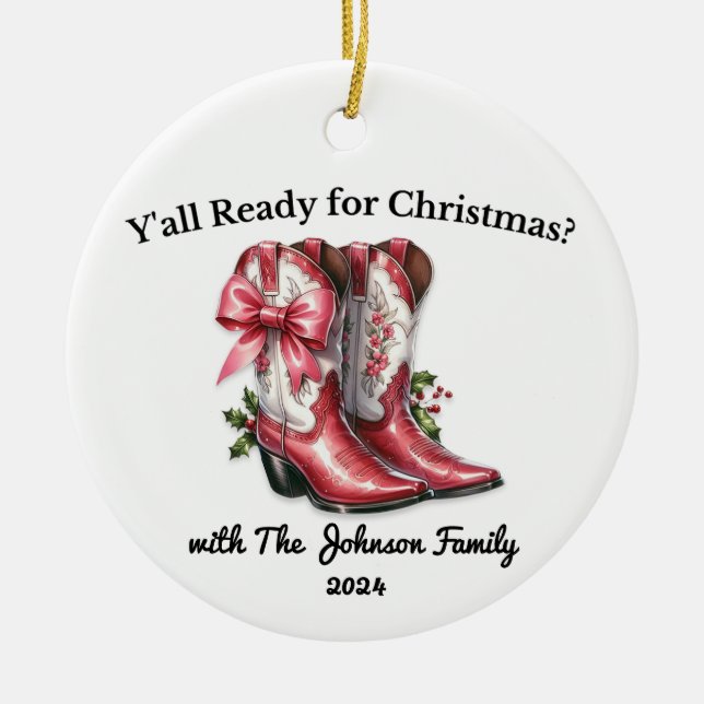 Ornamento De Cerâmica Estão prontos para o Natal? (Frente)