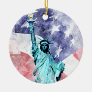 Ornamento De Cerâmica Estátua da Liberdade com marca de água