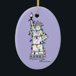 Ornamento De Cerâmica Estátua da Liberdade de Hanukkah de Natal Nova Yor<br><div class="desc">Ornament apresenta uma ilustração original de um marco clássico da NYC, a Estátua da Liberdade, "vestida" para a temporada de férias. Ideal para celebrar o Natal ou Chanucá! Esta ilustração também está disponível em outros produtos. Não vê o que está procurando? Precisa de ajuda para a personalização? Entre em contato...</div>