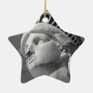 Ornamento De Cerâmica Estátua da Liberdade Preta e Branca