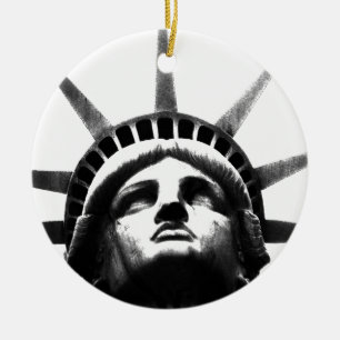 Ornamento De Cerâmica Estátua Negra e Branca da Liberdade