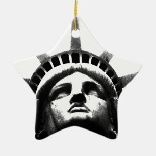 Ornamento De Cerâmica Estátua Negra e Branca da Liberdade