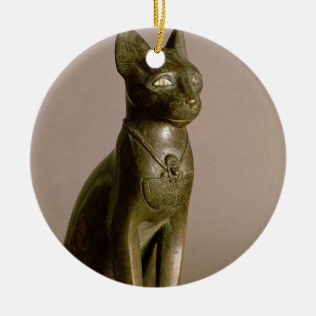 Ornamento De Cerâmica Estatueta de um gato que representa a deusa Bastet (Frente)