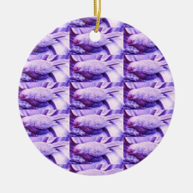 Ornamento De Cerâmica Estatuetas de pássaros roxos (Frente)