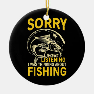 Ornamento De Cerâmica Estava Pensando Em Pescar Pesca Engraçada