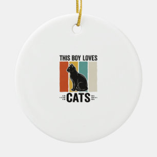 Ornamento De Cerâmica Este Menino Ama Gatos Design Retro Amante de Gatos