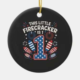 Ornamento De Cerâmica Este Pequeno Firecracker é 1 Aniversário 4 de julh