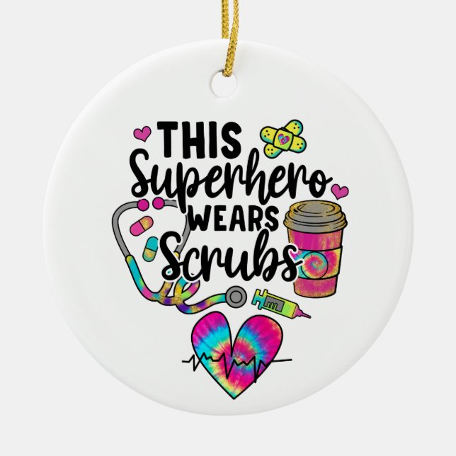 Ornamento De Cerâmica Este Super-Herói Veste Scrubs (Frente)