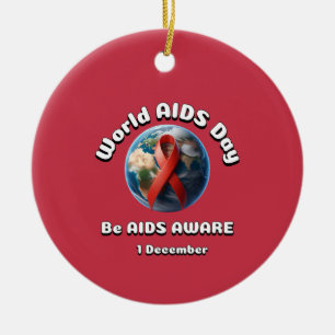 Ornamento De Cerâmica Esteja ciente da AIDS. Dia Mundial da SIDA.