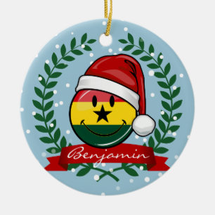 Ornamento De Cerâmica Estilo alegre do Natal da bandeira de Ghanian