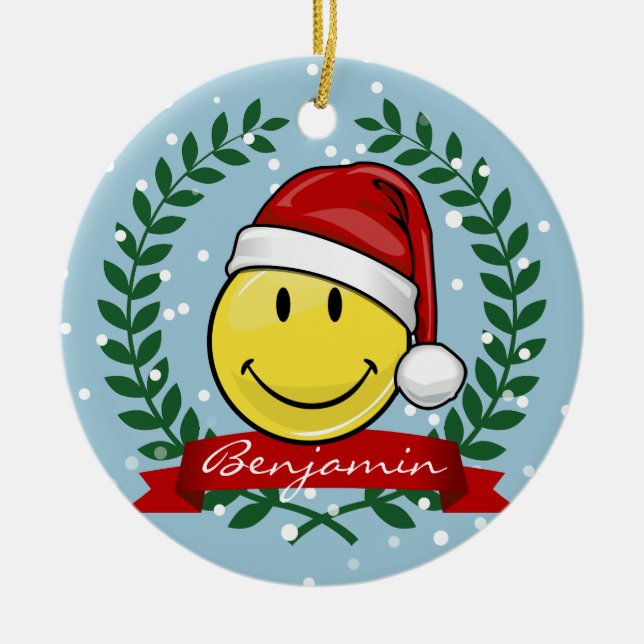 Ornamento De Cerâmica Estilo clássico do feriado da cara (Frente)