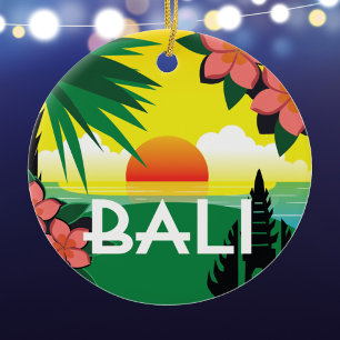 Ornamento De Cerâmica Estilo das viagens vintage da lembrança de Bali