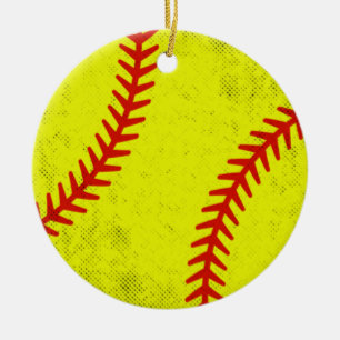 Ornamento De Cerâmica Estilo de Jogo de Softball Retro Athletic Fastpitc
