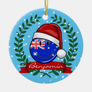 Ornamento De Cerâmica Estilo de Natal Auzzie Sorrindo Bandeira Australia