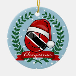 Ornamento De Cerâmica Estilo de Natal da Bandeira de Trinidad e Tobago
