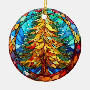 Ornamento De Cerâmica Estilo de vidro colorido da árvore de Natal