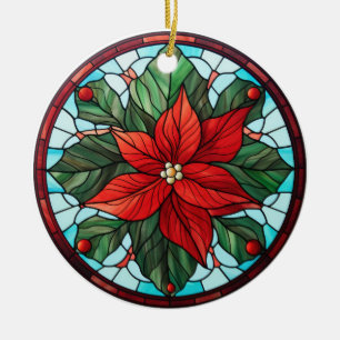 Ornamento De Cerâmica Estilo de vidro manchado de flor de Natal