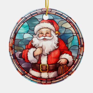 Ornamento De Cerâmica Estilo de vidro manchado do Papai Noel