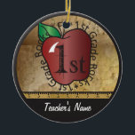 Ornamento De Cerâmica Estilo de Vintage do Professor - 1rua | Quadro<br><div class="desc">Encomenda de Professores. ⭐ Este produto é 100% personalizável. *****Clique no BOTÃO PERSONALIZAR para adicionar, excluir, mover, redimensionar, mudar ao redor, girar, etc... qualquer dos gráficos ou textos. 99% dos meus designs na minha loja são feitos em camadas. Isso facilita o redimensionamento e a movimentação de gráficos e textos para...</div>
