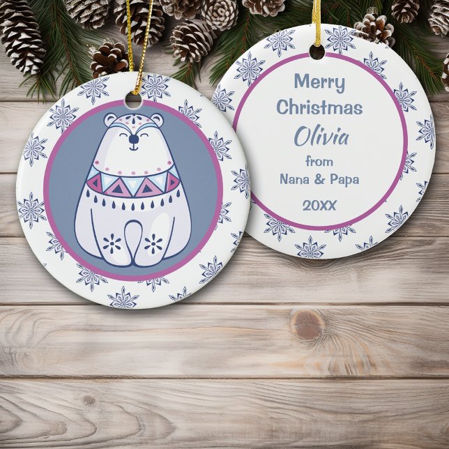 Ornamento De Cerâmica Estilo Nórdico Bonito Ursos Polares Personalizados (Criador carregado)