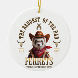 Ornamento De Cerâmica Estilo Ocidental Engraçado Cowboy Ferret