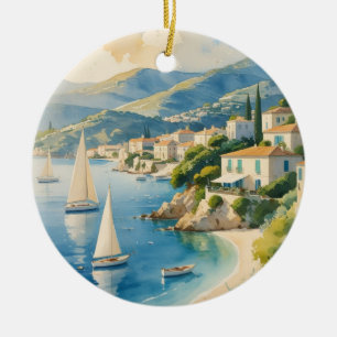 Ornamento De Cerâmica Estilo Vintage Cote D'Azur Viagem francês