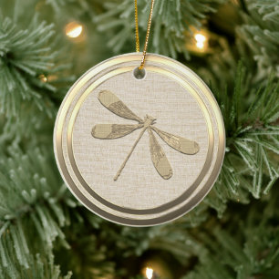 Ornamento De Cerâmica Estilo Vintage, Dourado Dragonfly Cerâmica Ornamen