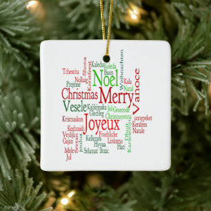 Ornamento De Cerâmica Estilo Vintage Feliz Natal Tradução Palavra