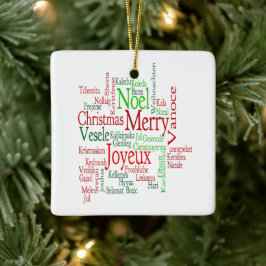Ornamento De Cerâmica Estilo Vintage Feliz Tradução de Natal Palavra