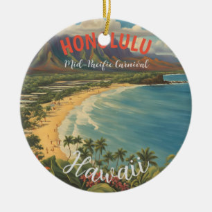 Ornamento De Cerâmica Estilo Vintage Viagem Honolulu Médio Havaiano - Pa