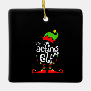 Ornamento De Cerâmica Estou a representar o Natal da família Elf Xmas