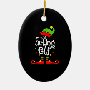 Ornamento De Cerâmica Estou a representar o Natal da família Elf Xmas