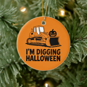 Ornamento De Cerâmica Estou cavando o Halloween Pumpkin Face Trator Kids