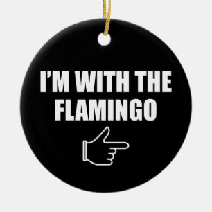 Ornamento De Cerâmica Estou Com Fantasia de Flamingo para o Halloween Co
