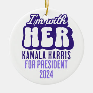 Ornamento De Cerâmica Estou com o texto dela para Kamala Harris para o P