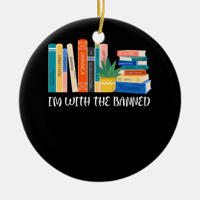 Ornamento De Cerâmica Estou com os livros proibidos que leio livros proi (Frente)