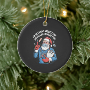 Ornamento De Cerâmica Estou na lista de Papais noeis para roubar Pe do H