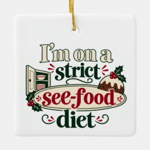 Ornamento De Cerâmica Estou numa Dieta de Comida de Ver Natal