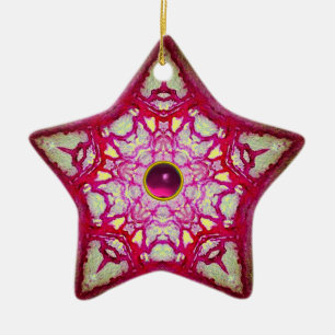 Ornamento De Cerâmica ESTRELA AZUL DE TINTA abstrato COM PINO DE FUCHSIA