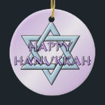 Ornamento De Cerâmica Estrela Chanukah de David<br><div class="desc">Pense em temas! Jogue com cores de fundo, adicione ou exclua texto e (por um pouco de taxa extra adicionada aqui, mas que pode ser excluída) personalize o verso com imagens, cor, seu logotipo / informações comerciais, etc.! Estas também são excelentes para presentes ou para usar como toque final da...</div>