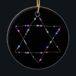 Ornamento De Cerâmica Estrela Chanukah de David<br><div class="desc">Pense em temas! Jogue com cores de fundo, adicione ou exclua texto e (por um pouco de taxa extra adicionada aqui, mas que pode ser excluída) personalize o verso com imagens, cor, seu logotipo / informações comerciais, etc.! Estas também são excelentes para presentes ou para usar como toque final da...</div>
