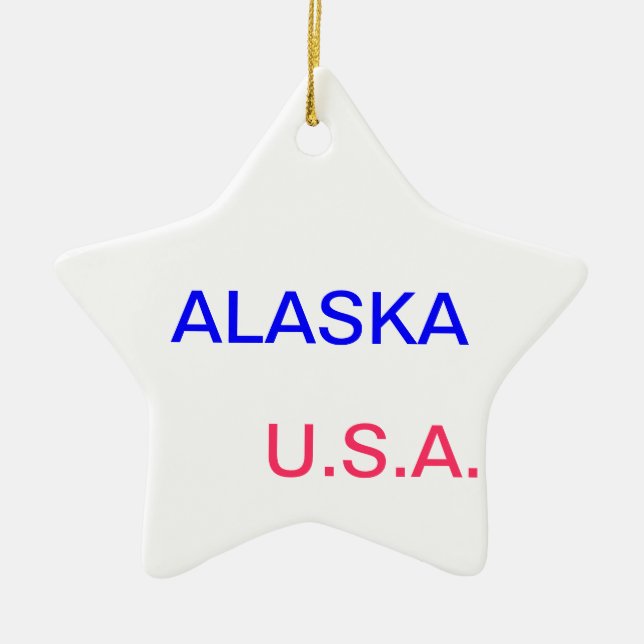Ornamento De Cerâmica Estrela com Alaska e juneau nele (Frente)