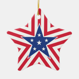 Ornamento De Cerâmica Estrela da Liberdade (Stripe)