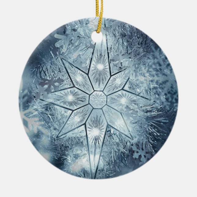 Ornamento De Cerâmica Estrela da neve (Frente)